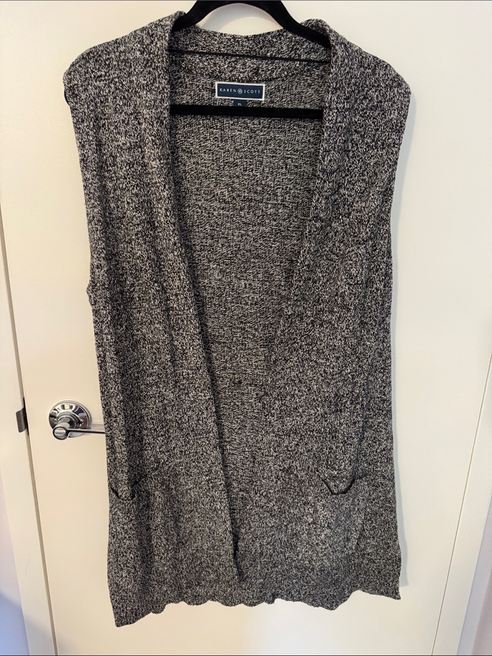 Karen Scott Gray Open-Front Sleeveless Cardigan Vest